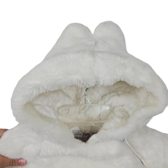 Vtg Baby Bunting Bag Sack Winter Fur Hooded Borg Orlon Pile Fabric One-Piece - Picture 8 of 14